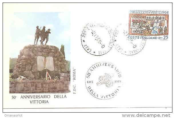 77902) FDC - 50° Anniversario Della Vittoria 25£ - 2/11/1968 - FDC