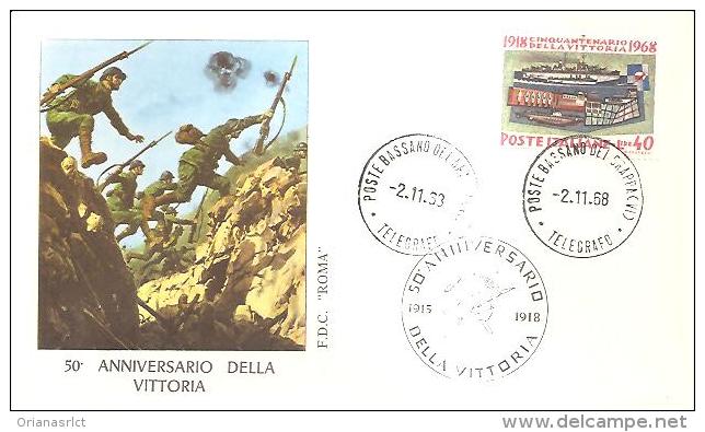 77918) FDC - 50° Anniversario Della Vittoria 40£ - 2/11/1968 - FDC