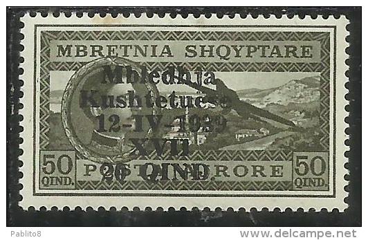 ALBANIA 1939 POSTA AEREA ASSEMBLEA COSTITUENTE AIRMAIL 20 Q SU 50 Q MNH - Albania