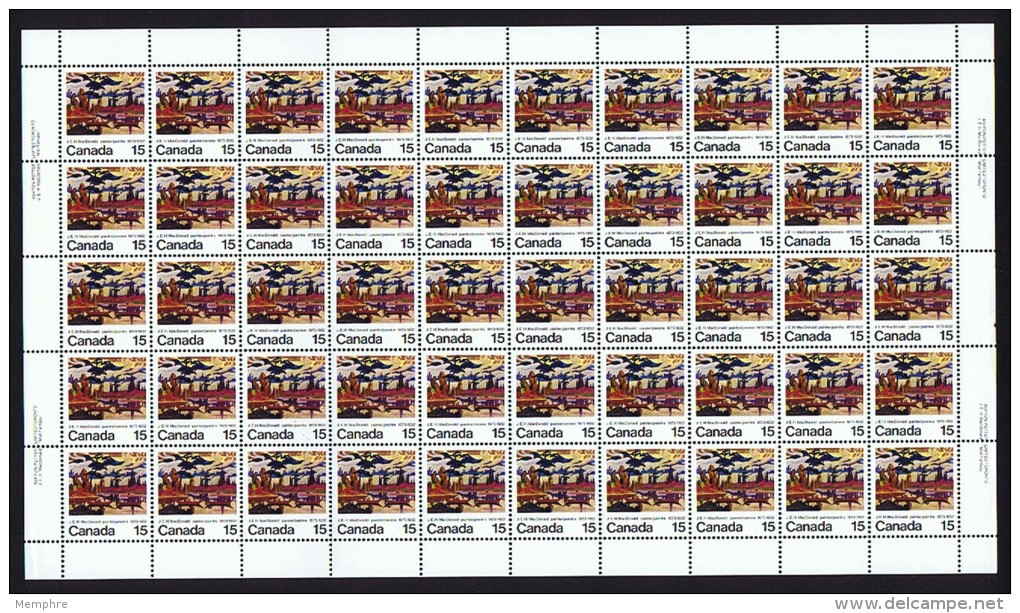 1973  Painting By Group Of Seven Mmember J.E.H.MacDonald Sc 617 ** Sheet Of 50 - Feuilles Complètes Et Multiples