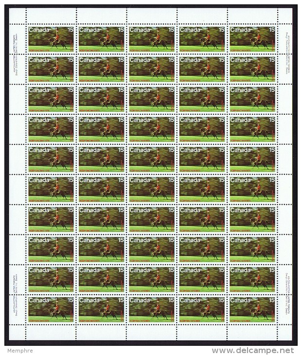 1973  Royal Canadin Mounted Police Centenary Musical Ride Sc 614 ** Sheet Of 50 - Ganze Bögen