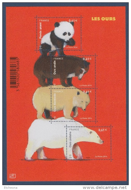 = Les Ours 4 Timbres 0.61€ De 2014 Bloc Neuf Gommé Panda, Ours Andin, Kermode Et Polaire F4844 + 4843 4845 4846 - Neufs