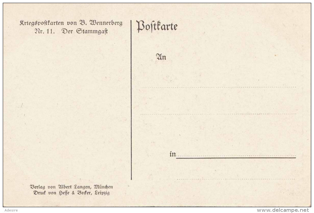 Der Stammgast Künstlerkarte Von B.Wennerberg Kriegsopferkarte Nr 11 - Wennerberg, B.