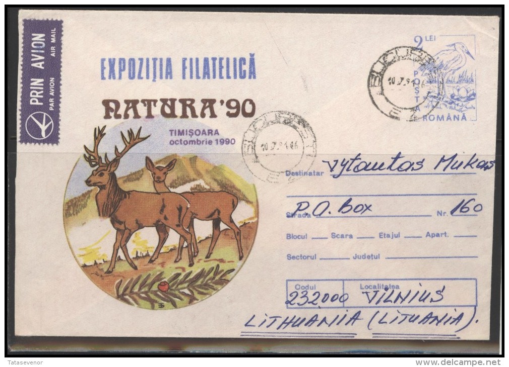 ROMANIA Postal History Stamped Stationery Air Mail Brief Envelope RO 084 Fauna Animals Birds - Storia Postale