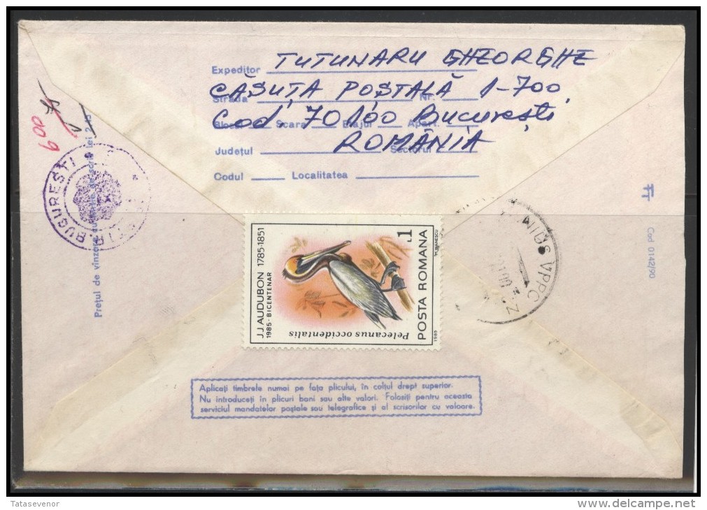 ROMANIA Postal History Stamped Stationery Air Mail Brief Envelope RO 084 Fauna Animals Birds - Storia Postale