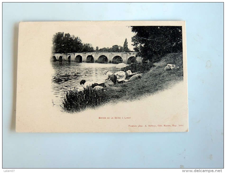 Carte Postale Ancienne : Bords De La Seine à LIMAY , Lavandière ,animé - Limay