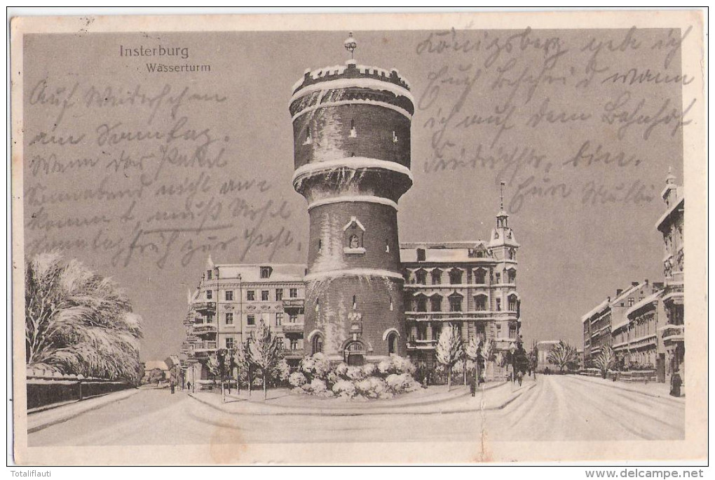 INSTERBURG Wasserturm Winter Schnee Tschernjachowsk 18.1.1928 Gelaufen - Ostpreussen