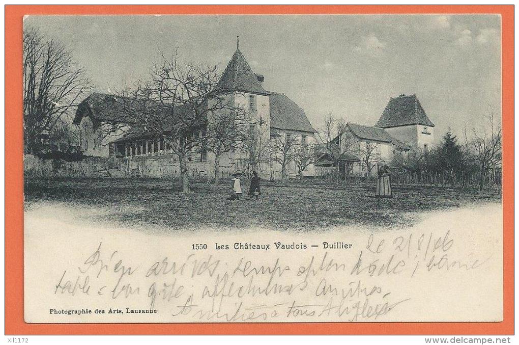 JAF-20  Duillier, Série Les Châteaux Vaudois, ANIME. Cachet Duillier 1906 Pour Gimel. - Duillier