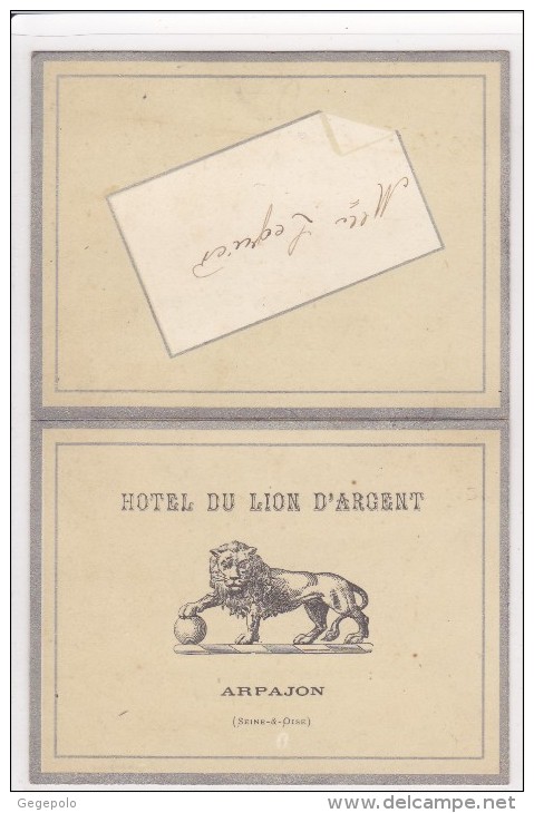 ( 91 ) ARPAJON - Menu De L'Hôtel Du LION D'ARGENT Du 27 Avril 1896 - Menus