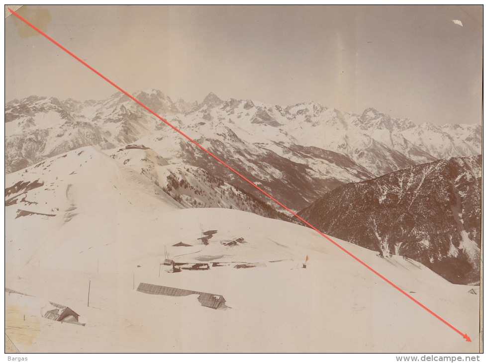 Grande Photo 19èm Alpes Savoie Montagne Vue Du Gondran Infernet C Baraques Massif Pelvoux - Anciennes (Av. 1900)