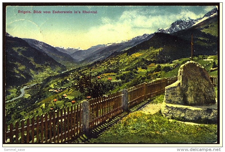 Brigels  -  Blick Vom Escherstein Ins Rheintal  -  Ansichtskarte Ca. 1915    (3372) - Breil/Brigels