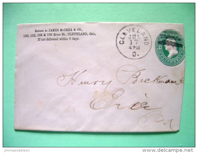 USA 1875 O 1900 Pre Paid Cover Cleveland To Erie PA - Washington (Scott U163 ?) - Sonstige & Ohne Zuordnung