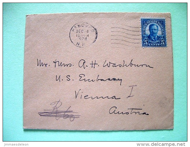 USA 1928 Cover Hanover N.H. To U.S. Embassy In Austria - Roosevelt - Other & Unclassified