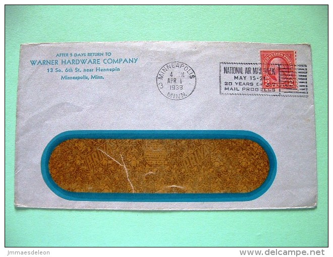 USA 1938 Cover From And To Minneapolis - Washington (coil) - Air Mail Week Slogan - Other & Unclassified