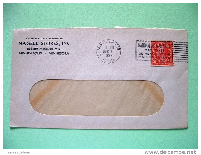 USA 1938 Cover From And To Minneapolis - Washington (coil) - Air Mail Week Slogan - Otros & Sin Clasificación