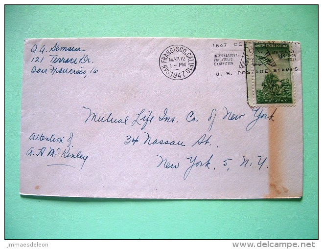 USA 1947 Cover San Francisco To N.Y. - Marines Raising Flag On Iwo Jima - Eagle Slogan - Other & Unclassified