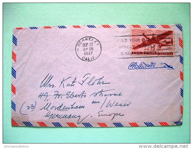 USA 1947 Cover Berkeley To Germany - Plane - Otros & Sin Clasificación