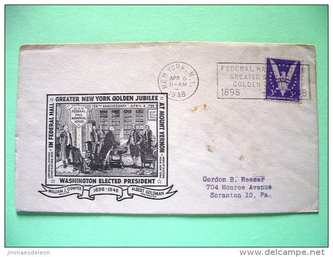 USA 1948 Special Cover Washington Elected President Jubileum Sent From N.Y. To Scranton - Eagle - Sonstige & Ohne Zuordnung