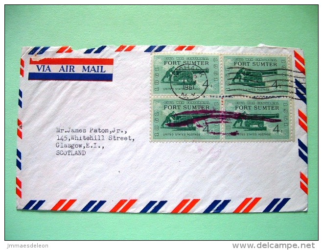 USA 1961 Cover Mohawk To Scotland U.K. - Cannon Fort Sumter (4x) - Other & Unclassified