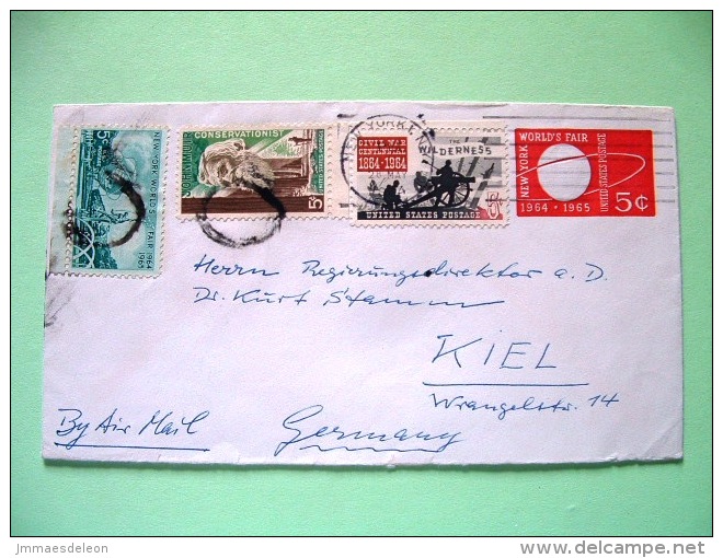 USA 1964 Pre Paid Cover To Germany - New York World Fair - Earth Globe - Muir - Nature Conservation - Civil War Cente... - Other & Unclassified