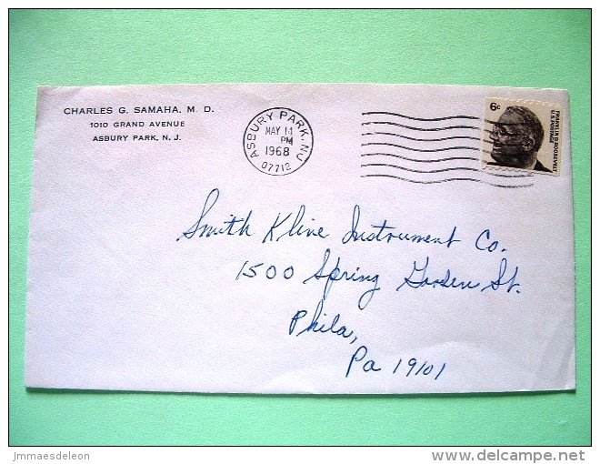 USA 1968 Cover Asbury Park To Philadelphia - Roosevelt (coil) - Other & Unclassified