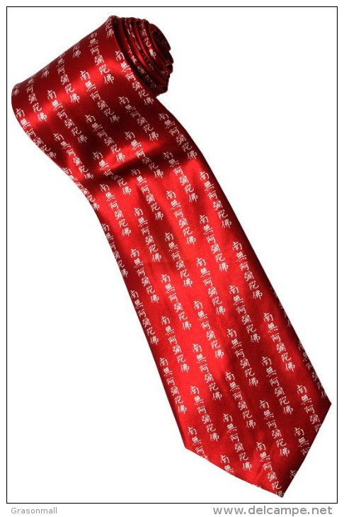 Buddhist Scripture Namo Amitabha RED Cartoon Novelty Fancy NECK TIE - Sonstige & Ohne Zuordnung