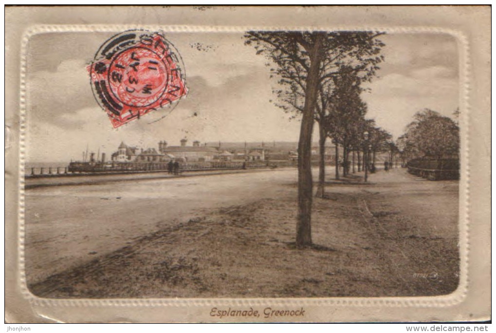 United Kingdom/Scotland - Postcard Embossed Circulated In 1913 - Esplanade,Greenock , Renfrewshire - 2/scans - Renfrewshire