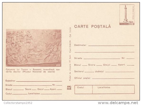 710- TRAJAN´S COLUMN DETAILS, SCULPTURES, PC STATIONERY, ENTIER POSTAUX, 1979, ROMANIA - Egyptologie