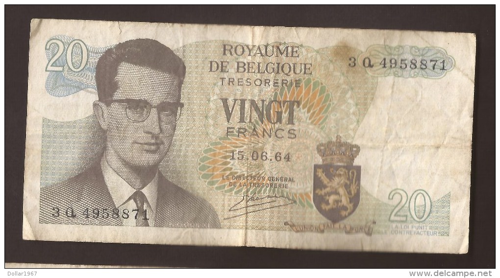 België Belgique Belgium 15 06 1964 20 Francs Atomium Baudouin. 3 Q 4958871 - 20 Francs