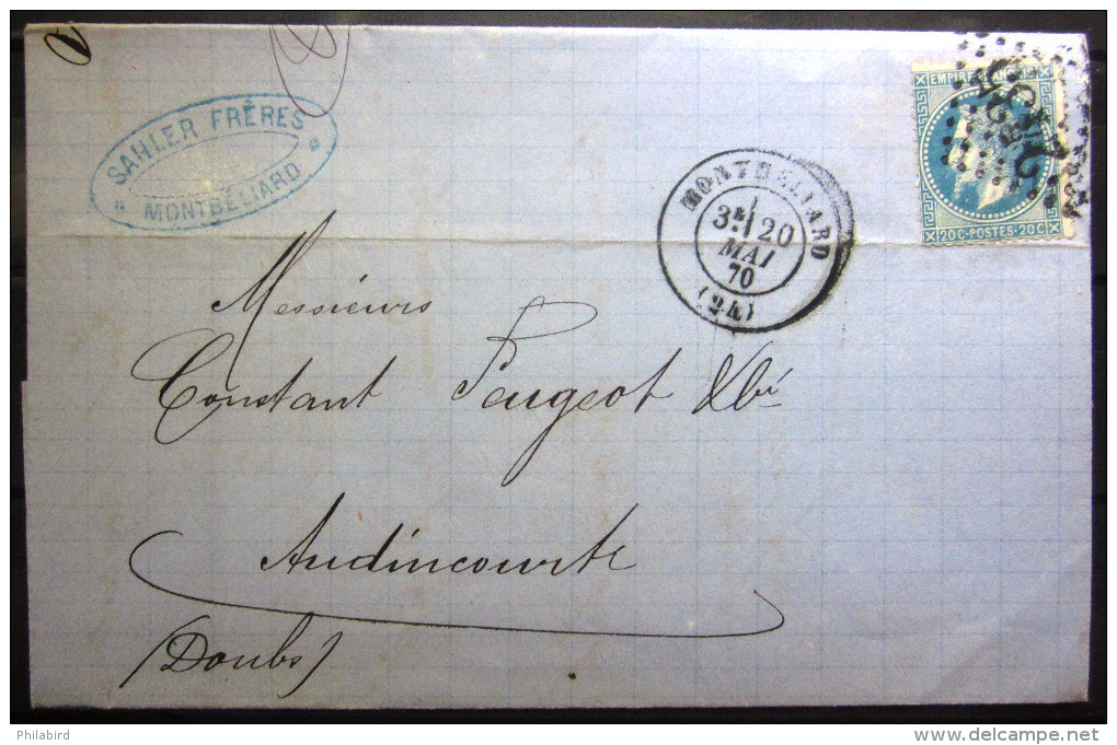 Cachet Type 17 + GC 2435 LAURE  --  MONTBELIARD  --  DOUBS  --  LAC  --  1870 - 1849-1876: Période Classique