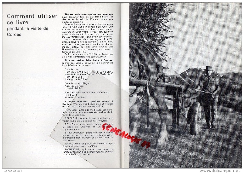 81 - 09- CORDES- 74 PHOTOS ORIGINALES DE L' AUTEUR-4 HORS TEXTES D' YVES BRAYER- GILBERT DELAHAYE-1983 - Midi-Pyrénées