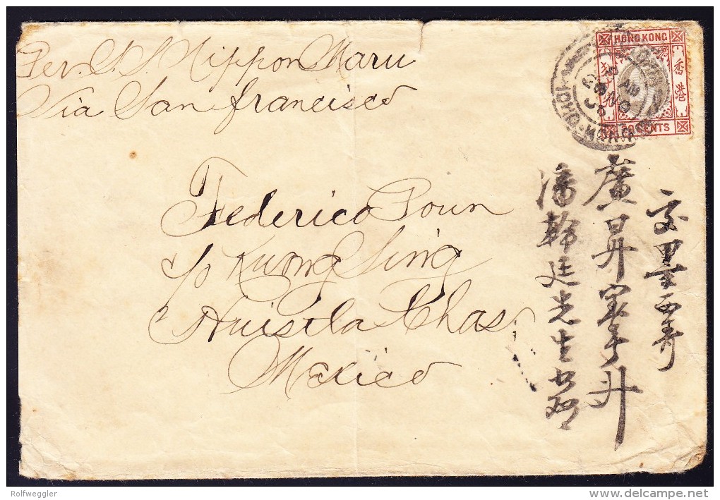 Hong-Kong 1904 - 20C. Eduard K2 "Victoria Hong-Kong 20 NO 06" Auf Brief Mit Stärkere Mängel Jedoch Selten Nach Mexico - Cartas & Documentos