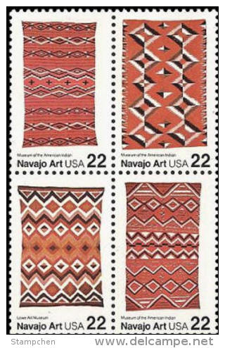 1986 USA Navajo Blanket Art Stamps Sc#2235-38 2238a Indian Aboriginal Textile - Textile