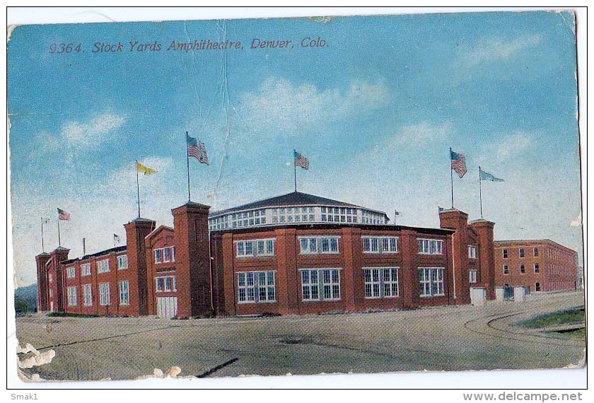 UNITED STATES COLORADO DENVER  STOCK YARDS AMPHITEATRE OLD POSTCARD 1914 - Denver