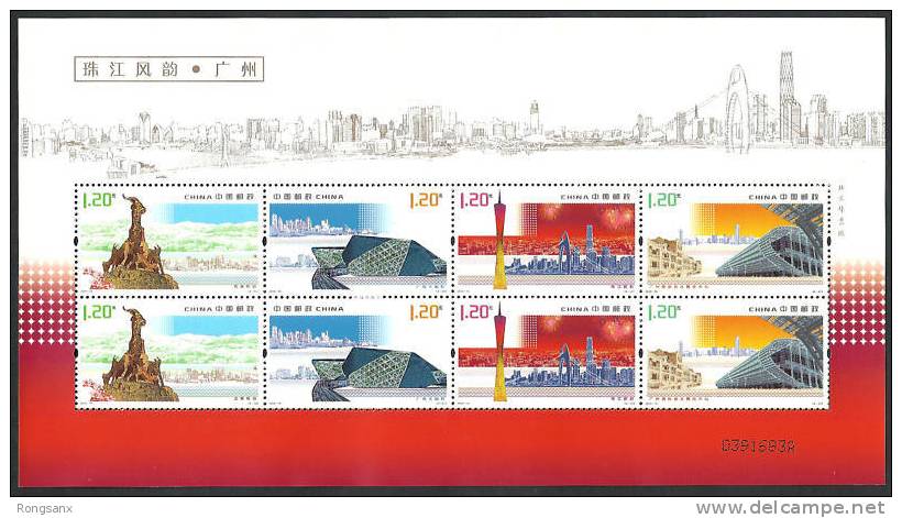 2010 CHINA 2010-16 Guangzhou & Enchanting Pearl River SHEETLET - Blocks & Sheetlets