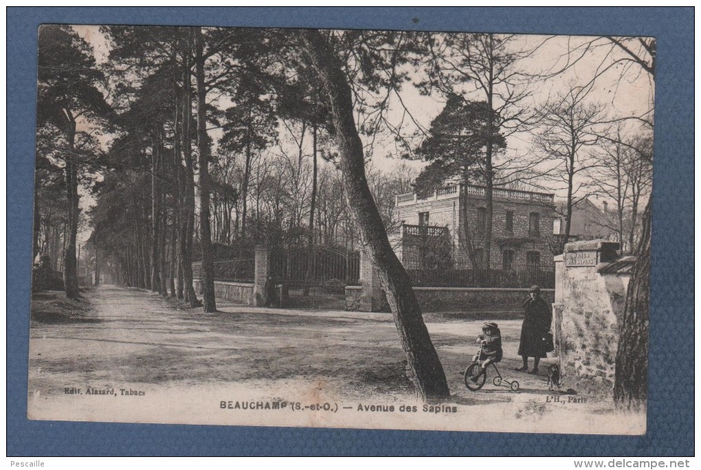 95 VAL D´OISE - CP ANIMEE BEAUCHAMP - AVENUE DES SAPINS - EDIT ALAZARD TABACS - L´H PARIS - Tricycle - Beauchamp