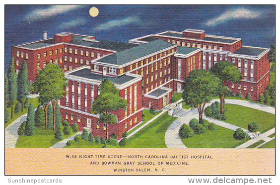 North Carolina Winston-Salem Baptist Hospital And Bowman Gray School Of Medicine At Night - Winston Salem