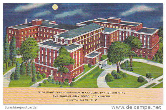 North Carolina Winston-Salem Baptist Hospital And Bowman Gray School Of Medicine At Night - Winston Salem