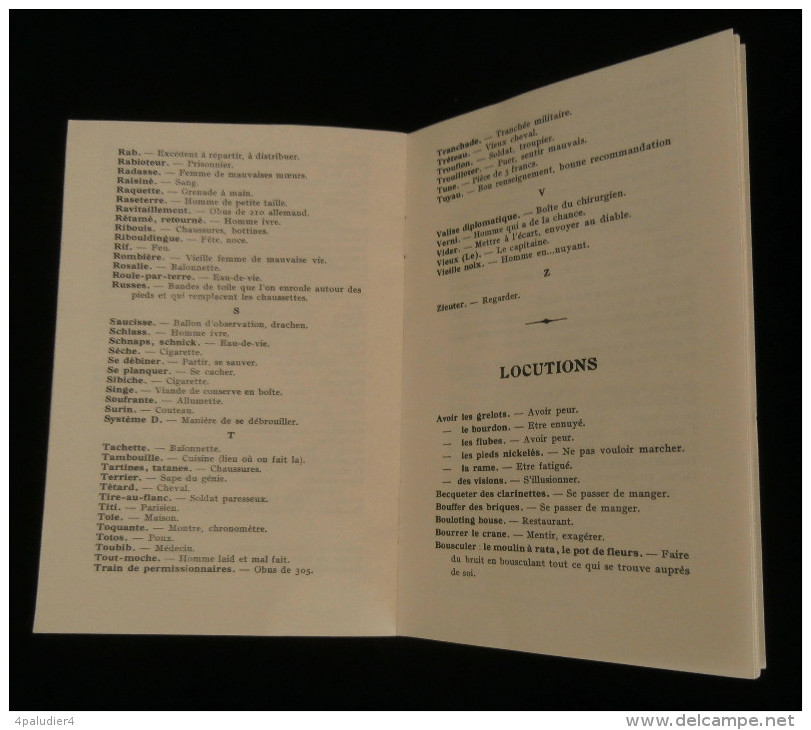 Guerre 14-18 WW1 VOCABULAIRE DU POILU ET LOCUTIONS DU FRONT Poilu-Français Et Français-Poilu 1917 Argot - Guerre 1914-18