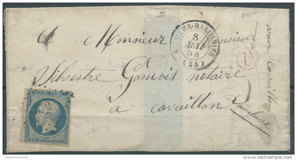 Lot N°26458   N°10  Oblit  PC 562 BUIS-LES-BARONNIES (25), Ind 7, Cachet De Facteur U Dand Un Cercle ROUGE - 1852 Luis-Napoléon