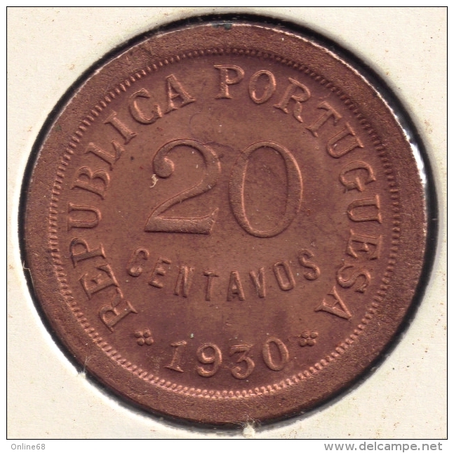 CABO VERDE 20 CENTAVOS 1930 	KM# 3 REPUBLICA PORTUGUESA - Cap Vert