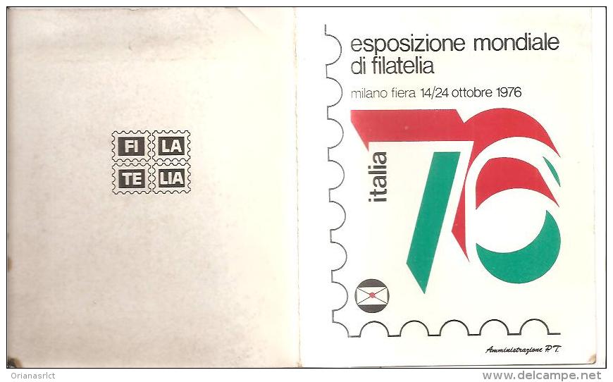 77967) Cartoncino Ufficiale Della Esposizione Mondiale Di Filatelia -italia 76-con Serie Completa Nuova Ed 4 Etichette A - Altri & Non Classificati