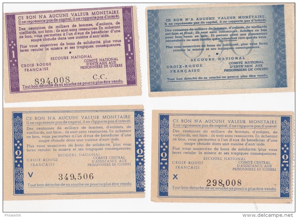 4 BILLETS  MARECHAL PETAIN - Bons & Nécessité