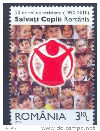 RO 2010-6438 20A°ORGANISATION SAVE CHILDREN, ROMANIA, 1 X 1v, MNH - Neufs