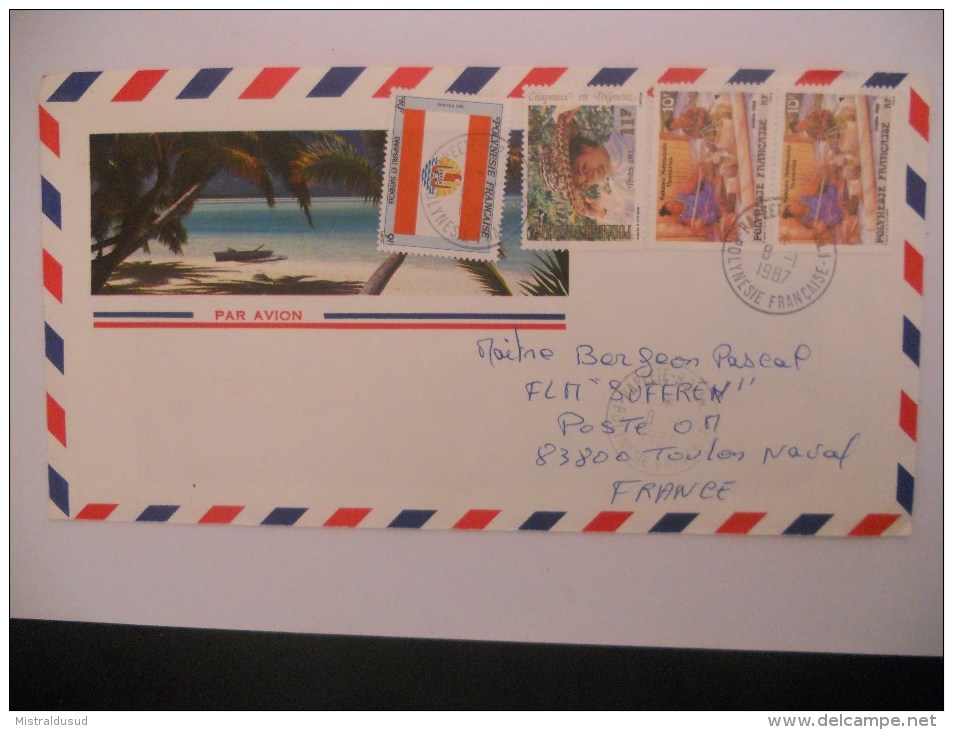 Polynesie Française Lettre De Papeete 1987 Pour Toulon - Lettres & Documents