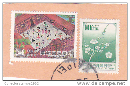 36-CHINA REPUBLIC - REPUBBLICA DI CINA TAIWAN FORMOSA  FRAGMENT 2X STAMPS - Usados