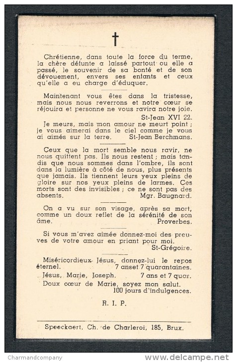 Souvenir Pieux, Madame Louisa URBAIN (A. Troussart), Paturages 1855 / Ixelles 1940 - Images Religieuses