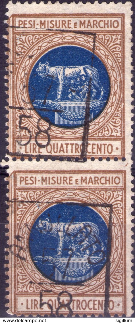 ITALIA - PESI, MISURE E MARCHIO - COPPIA - OBLITERATA - Revenue Stamps