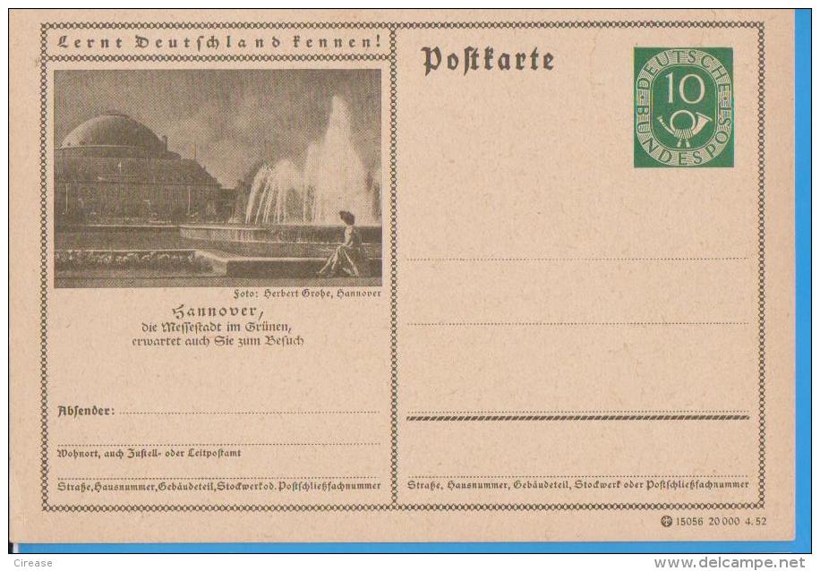 GERMANY REPUBLIC ALLEMAGNE  POSTAL STATIONERY  ENTIERS POSTAUX - Postkarten - Ungebraucht