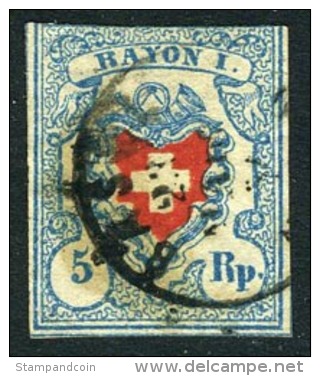 Switzerland #10 Used 5r Imperf From 1851 - 1843-1852 Kantonalmarken Und Bundesmarken